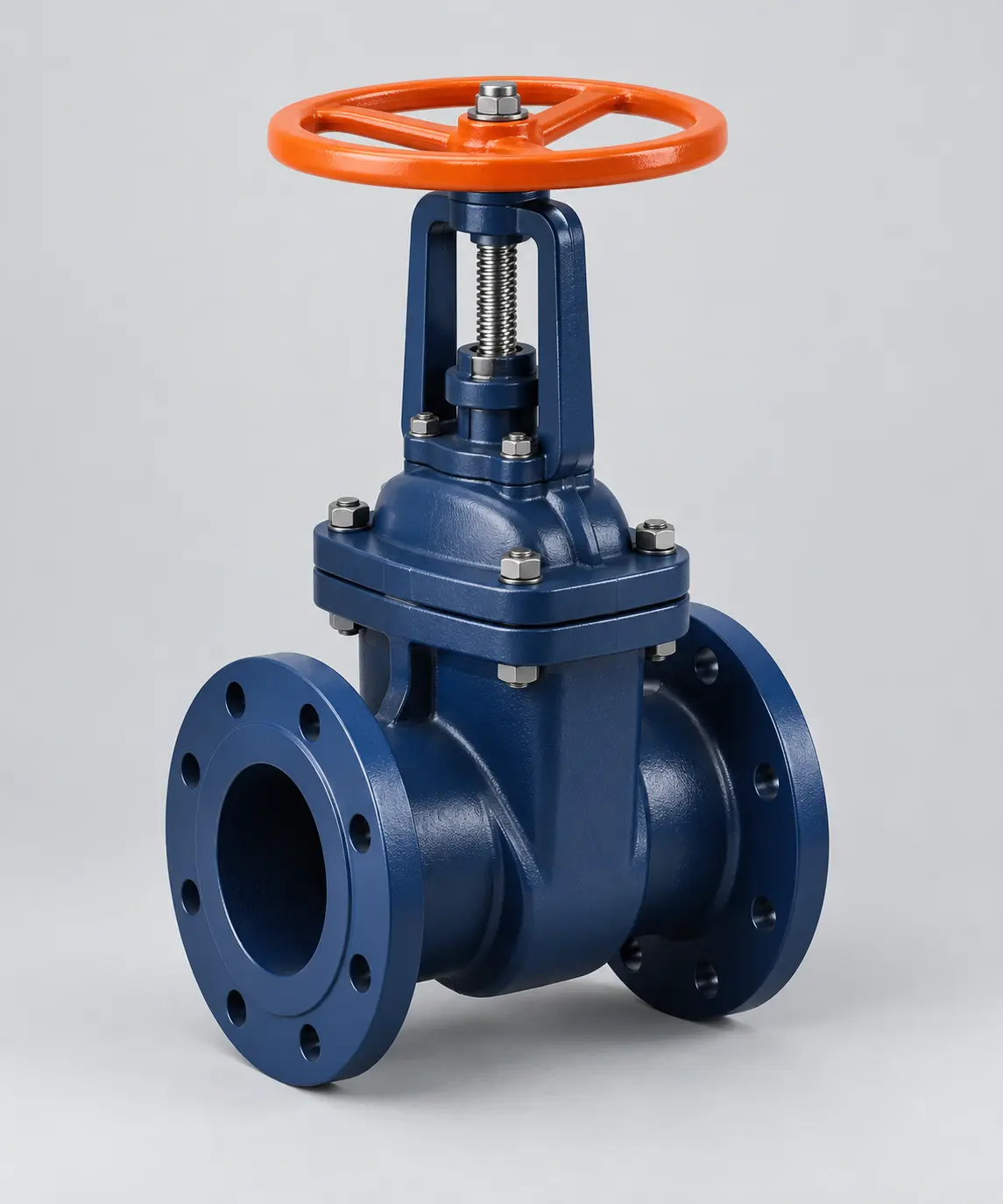 Gate valve flange dengan handwheel oranye